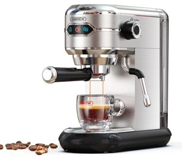 HiBREW H11 Compact Coffee Machine with Milk Frothing System Touch Control 19Bar Single and Double Serve Auto Shut Off Electric Coffee Maker with 3 Holes Steam Wand Removable 1100ml Water Tank Work with ESE Pod and Coffee Powder