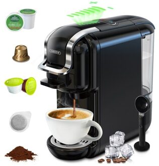 HiBREW H2B 5 In 1 Electric Coffee Machine with 7 Water Volume Selectable 19Bar Cold/Hot Brew Mini Coffee Maker with 600ml/20.3oz Removable Water Tank Espresso Coffee Machine Work With Nes DG Capsule ESE Kcup Pod Ground Coffee