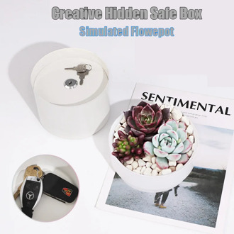 Hidden Secret Box Flowerpot Metal Stash Box Key Lock Money Jewelry Watches Storage Box For Home Office School Dropshipping