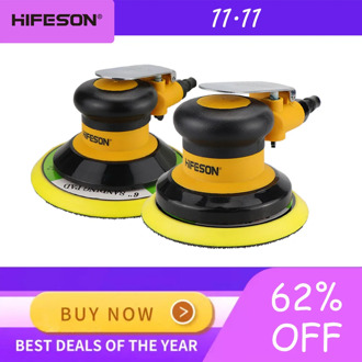 HIFESON 5'' 6'' Pneumatic Air Sander Polisher Polishing Random Orbital Palm Machine Grinder for Car Paint Care Rust removal