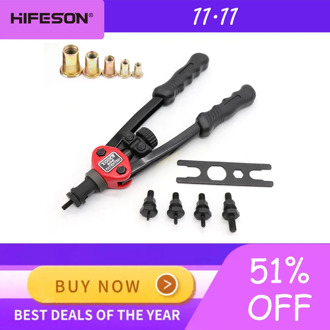 HIFESON Hand Threaded Rivet Nut Gun With 50 pcs Nuts 606 Insert Manual Riveter Riveting Rivnut Tool for M3 M4 M5 M6 M8 Nuts