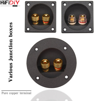HIFIDIY LIVE Square circle (Install Hole 49mm) speaker junction Box Terminal Shell 2 copper Binding Post Wire Cable Connector