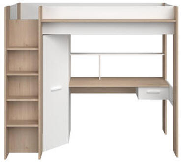 High Bed Combined Mezzanine Enfant - Back and White Decor - Bredding Inclusief - 90 x 200 cm