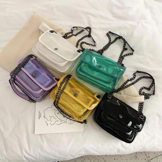 High Capacity Women PVC Transparent Jelly Bag Summer Casual Beach Bag Shopping Bag Ladies Shoulder Bag Female Crossbody Messenge