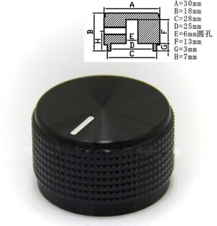High-End 6Mm As Aluminium Rotary Elektronische Controle Potentiometer Knop Volumeknop 30*18Mm (dia X Hoogte) zwart