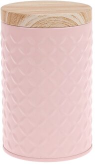 High-End Houtnerf Blikken Doos 7.3X11.5Cm Solide Metalen Opbergdoos Thuis Organisator Koffie Thee Blikjes -roze