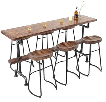 High Foot Table, Nordic Solid Wood Against The Wall, Simple Bar, Table And Chair Combination, Family Balcony, Personalized Bar,