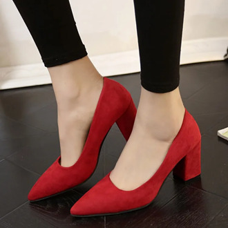 High Heels Women Pumps Sexy Nightclub Wedding casual shoes Pointed Toe Parties Dress Slip-on Summer Flock Shallow Square