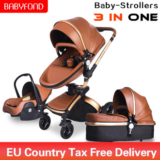 High landscape 3 in 1 baby stroller can sit and fold two-way four-wheel shock absorber baby stroller hotmom