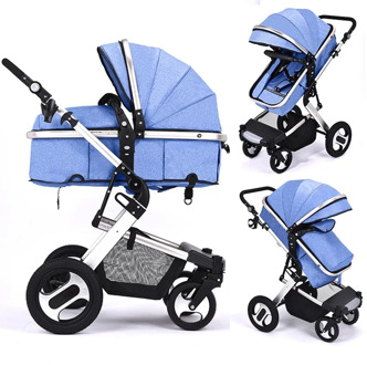 High Landscape Baby Stroller 3 in 1 Baby Folding Stroller Two-way Push Two-way Push Travel Pram Newborn Portable Pushchair