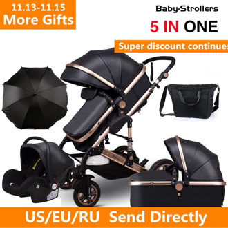 High Landscape Baby Stroller 3 in 1 Luxury Carriages For Newborn Bebe Can Sit Reclining Two-way Folding Shock Absorber Pram