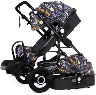 High Landscape Baby Stroller 3 in 1 With Car Seat and Stroller Luxury Infant Stroller Set Newborn Baby Car Seat Trolley 7 Gifts