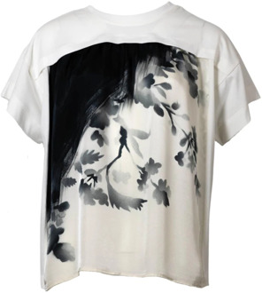 High Oversized Katoenen T-shirt met Bloemmotieven High , White , Dames - M,S