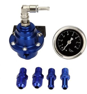 High Performance Car Fuel Pressure Gauge Adjustable Fuel Pressure Regulator Blue blauw
