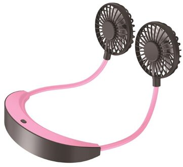 High Power Lui Opknoping Hals Fan Verstelbare 7 Blad Usb Oplaadbare Koelventilator 5200 Mah Nekband Hand Ventilator Conditio roze
