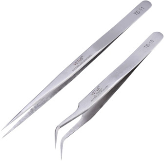High Precision Tweezers Pinzette Forceps Stainless Steel Curved Straight VETUS Tweezer TS-11 TS-15
