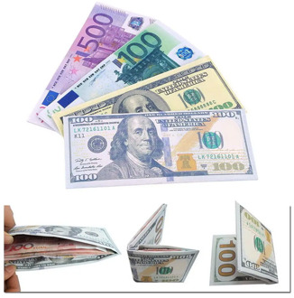 High Qualidy Novelty Unisex Currency Notes Pattern Pound Dollar Euro Purse Wallets Pocket Slim Money Clips New Arrival