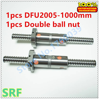 High quality 1pcs 20mm Dia lead Ball screw 1pcs DFU2005 Rolled ballscrew L=1000mm +1pcs Double ball nut without end machined