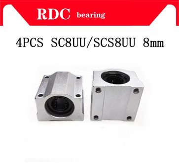 High quality 4pcs SC8UU SCS8UU 8mm Linear ball bearing block with LM8UU bush pillow block linear Free shipping