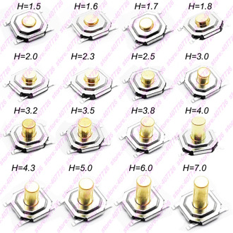 High Quality 50PCS 5.2x5.2x1.5mm to 9mm 4PIN SMT Metal Tactical Push Button Switch Tact Switch Key button Speaker Audio button