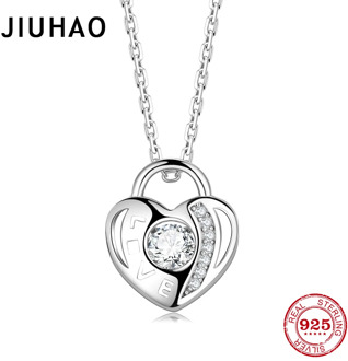High quality 925 Sterling Silver Letter Love hearts Chain Link Chain Necklace for Women Party Wedding Fashion jewelry