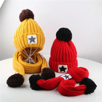 High Quality Baby's Cute Cap＆Scarf Toddler Girl&Boy Baby Winter Crochet Knit Hat Beanie Hairball Cap Scarf Acrylic Fiber Set