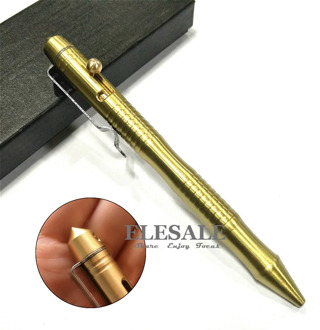 High Quality Brass Self-Defense Tactical Pen Bolt Switch Ball Point Writing Pen For Outdoor Camp EDC Tool Gift Box