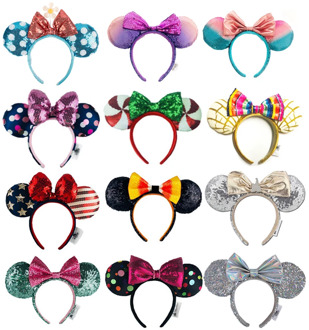 High Quality Disney Minnie Headband Sequin EARS COSTUME Hallowmas Headband Cosplay Plush Gift plush mouse doll girls Hair band