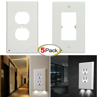 High-quality Durable Convenient 5x Outlet Cover Duplex Wall Plate Led Night Light Cover Ambient Light Sensor For Hallway Bedroom