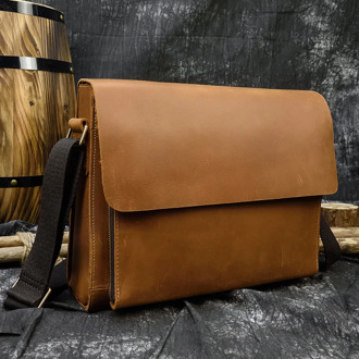 High quality Genuine Leather shoulder bag unisex leather messenger bag Cowhide Crossbody Bag for iPad casual satchel bag