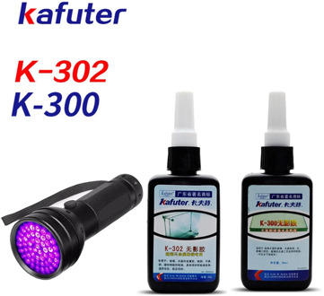high quality K-300 302 50ml Kafuter UV Glue UV Curing Adhesive Transparent Crystal and Glass Adhesive with 12led UV Flashlight