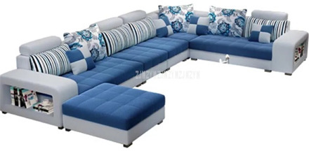 High Quality Living Room Sofa Set Home Furniture Modern Design Cotton Frame Soft Sponge U Shape Home Furniture