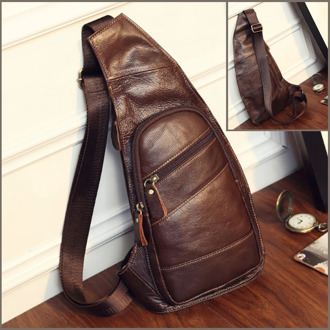 High Quality Men Genuine Leather Sling Chest Day Back Pack Vintage Male Crossbody Bags Travel Casual Shoulder Messenger Bag