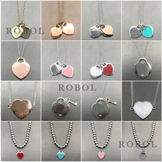 High Quality Original 925 Sterling Silver Classic Double Heart Necklace with Original Logo Women's Jewelry Gift Free Shipping