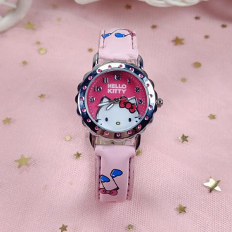 High Quality Pink girl watch Hello kitty Children Watch leather Quartz Watch Kids Girls Boys Wristwatch Relogio