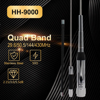 High Quality Quad Band Walkie Talkie Antenna HH-9000 29.6/50.5/144/430Mhz for TYT TH-9800 FT-8900R Mobile Radio