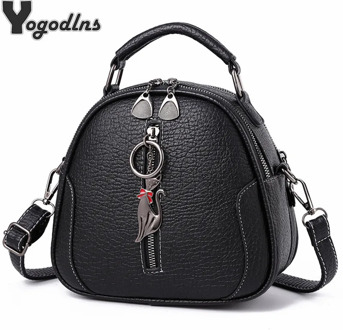 High Quality solid PU Leather Women Bag Ladies Crossbody Messenger Shoulder Bags Vintage Handbags kitten ornaments