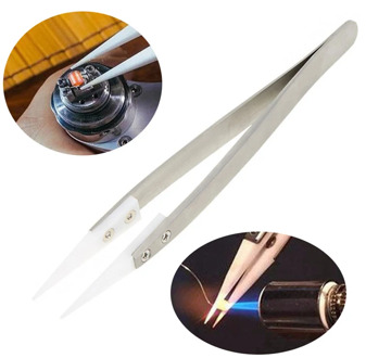 High Quality Stainless Steel Ceramic Tweezers Heat Resistant Non Conductive Ceramic Pointed Tip DIY Tools Hot Selling