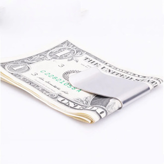 High Quality Stainless Steel Silver Money Clip Double Sided Slim Pocket Cash ID Credit Card Clamp Holder