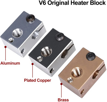 High Quality V6 Plated Copper Heater Block V6 Brass PT100 3D Printer V6 Heat Block For E3D V6 J-head Hotend BMG Extruder Titan