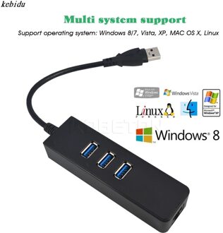 High speed 3 Poorten USB 3.0 Hub 10 100 1000 Mbps Te RJ45 Gigabit Ethernet LAN Wired Network Adapter Converter voor Windows Mac