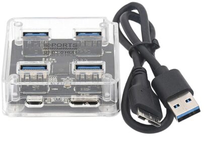 High-Speed USB3.0 Hub 4-Poort Hub Usb Transparant 3.0Hub Splitter Een Voor Vier Extenders