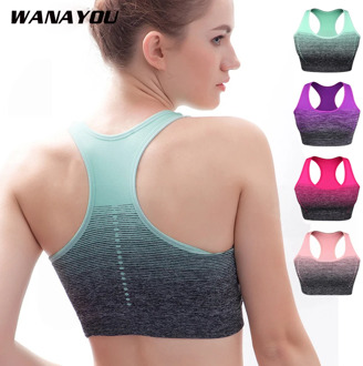 High Stretch Sport Bra Women Gradient Sport Fitness Bras Quick Dry Padded H-Back Sport Top Seamless Yoga Running Sport Bra Top