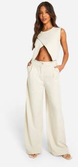 High Taille Wijde Pijpenbroek, Stone - 44