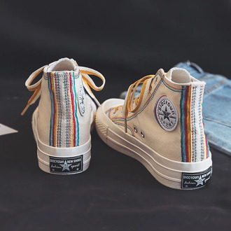 High-Top Canvas Shoes Women Ulzzang All-match 2020 Summer Ins Fashion Sneakers Retro Casual Shoes Girls Gumshoe Beige Black Low