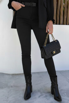 High Waist Stretch Skinny Jeans Black FMH Zwart