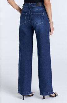 High waist wide leg dark blue Blauw - 30-30