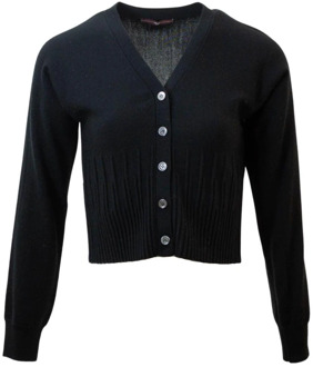 High Zwarte jas met geribbelde V-hals en knoopsluiting High , Black , Dames - S