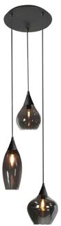 Highlight Hanglamp Cambio Black & Smoke 3 Lichts Zilver, Zwart