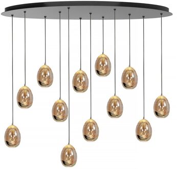 Highlight Hanglamp Golden Egg ovaal 12 lichts L 140 cm amber-zwart